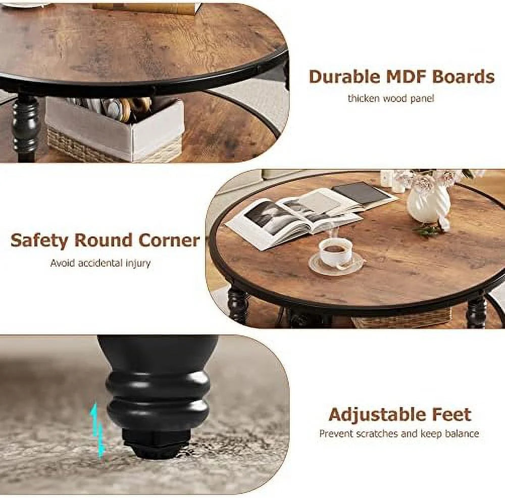 Round Coffee Table with Metal Legs X140756