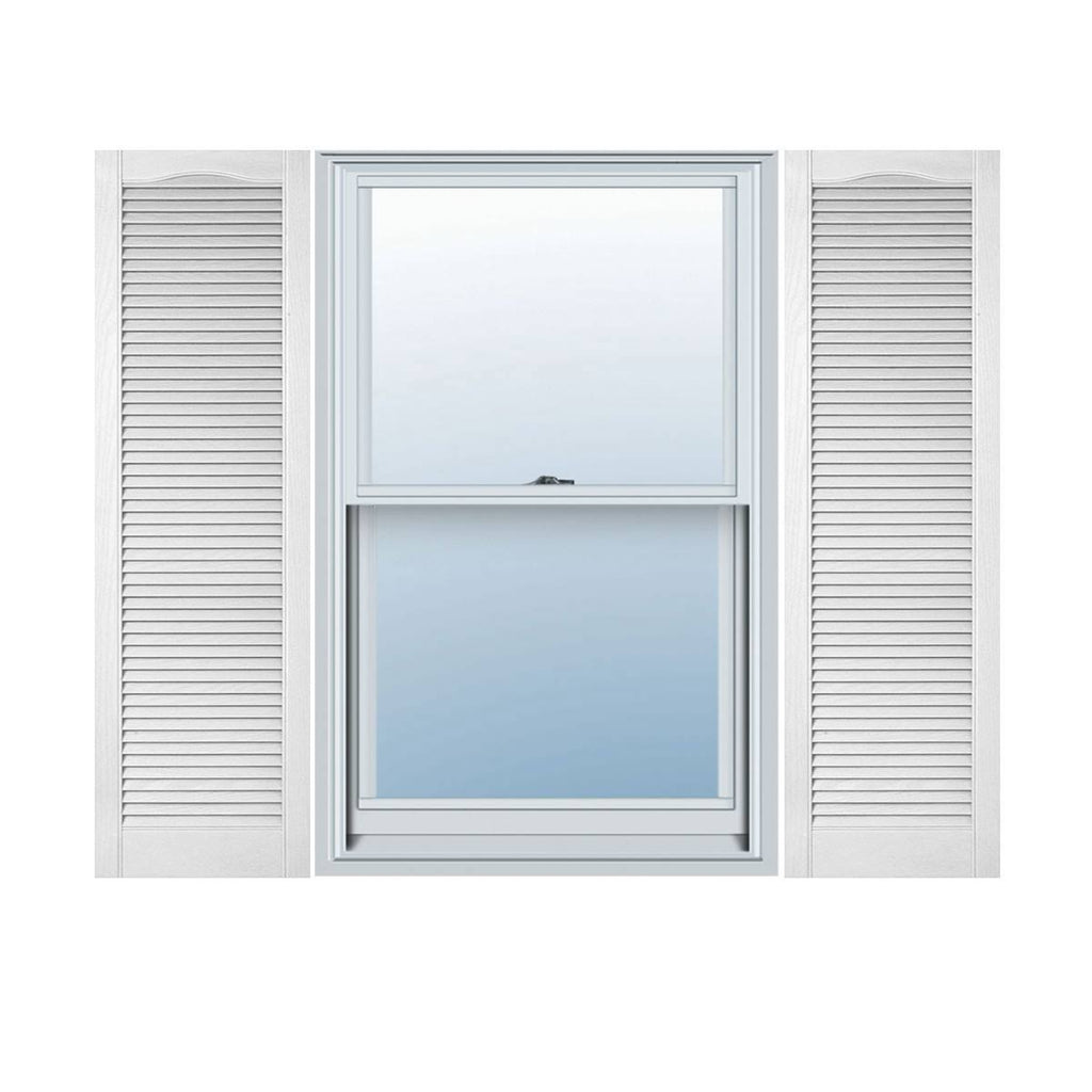 12 inchw x 63 inchh Vinyl Open Louver Shutters, Bright Whi Z3253