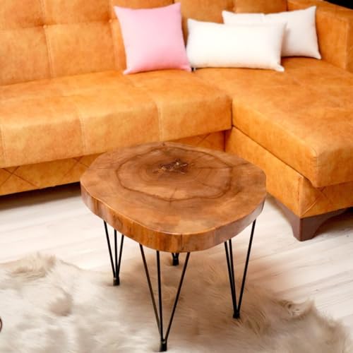 Walnut Live Edge Solid Wood Round Coffee Table (24") T263338