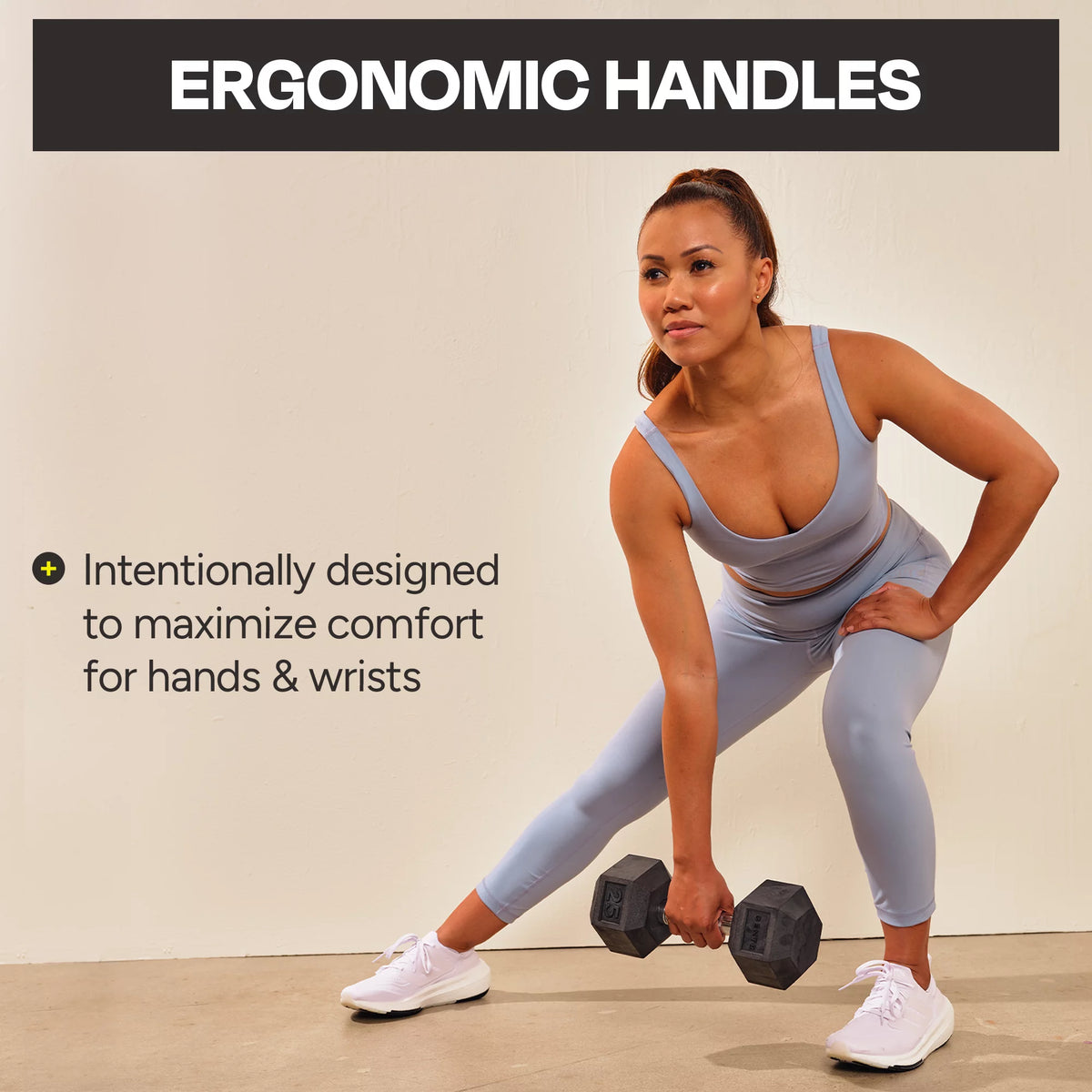Heavy-Duty Rubber Dumbbell Weight Set with Rack, 210 lbs F185