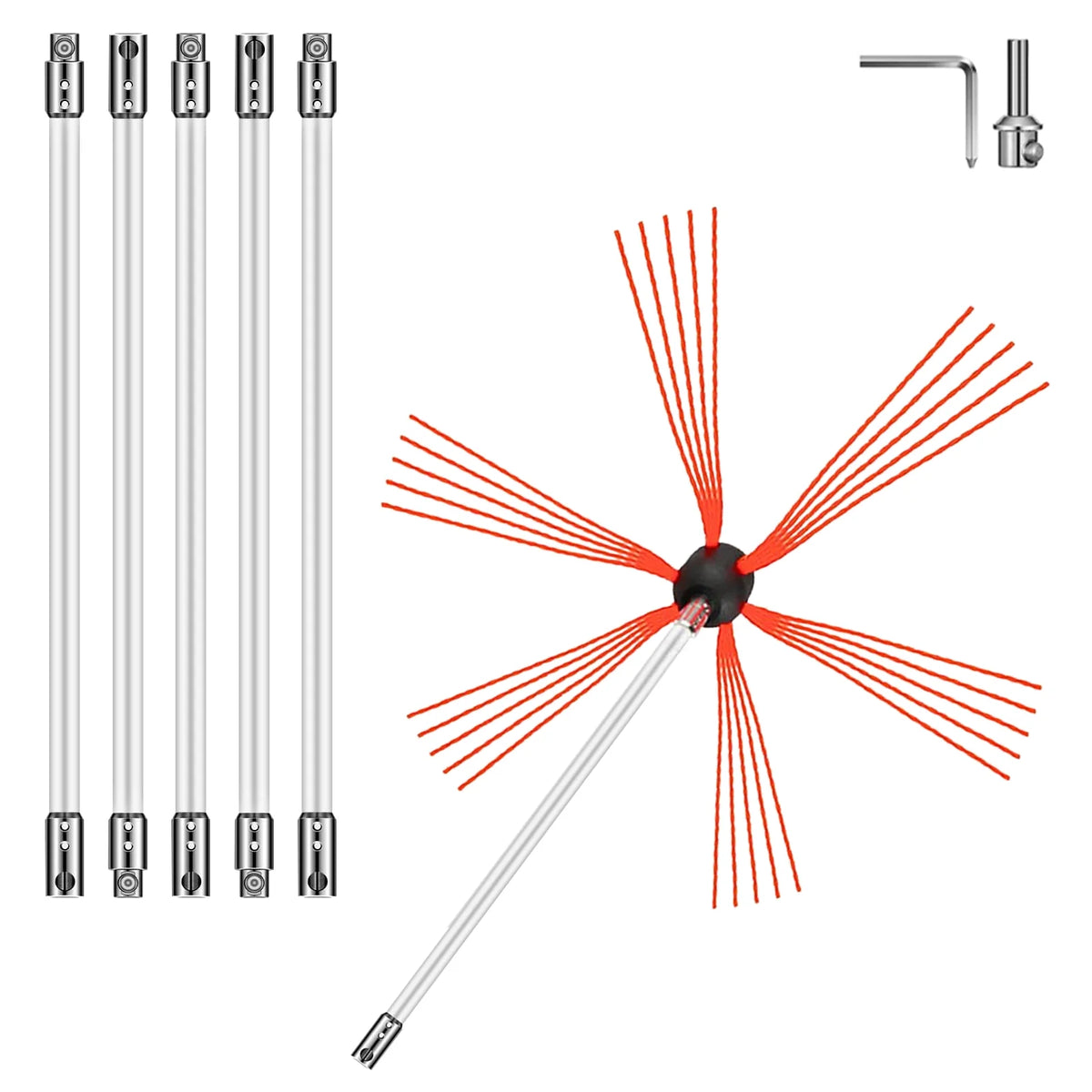 20ft 6 Rods Rotary Chimney Brush Kit X61038