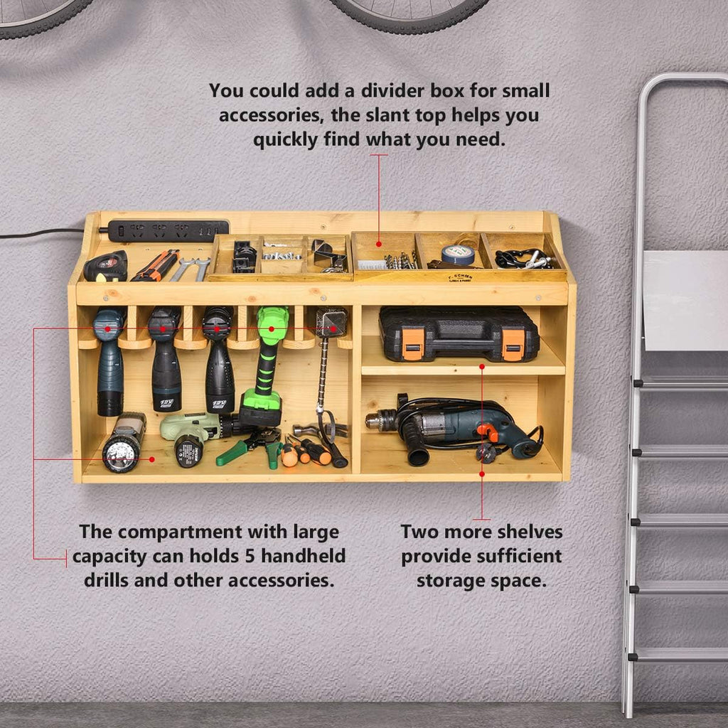 Large Power Tool Organizer with 5 Drill Hanging Slots Z222931