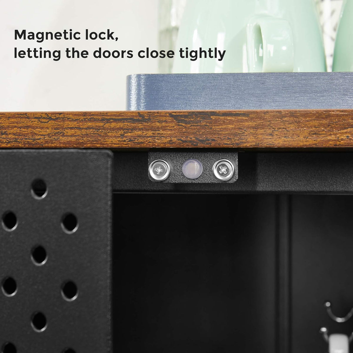Rustic Brown and Black Storage Sideboard D541736