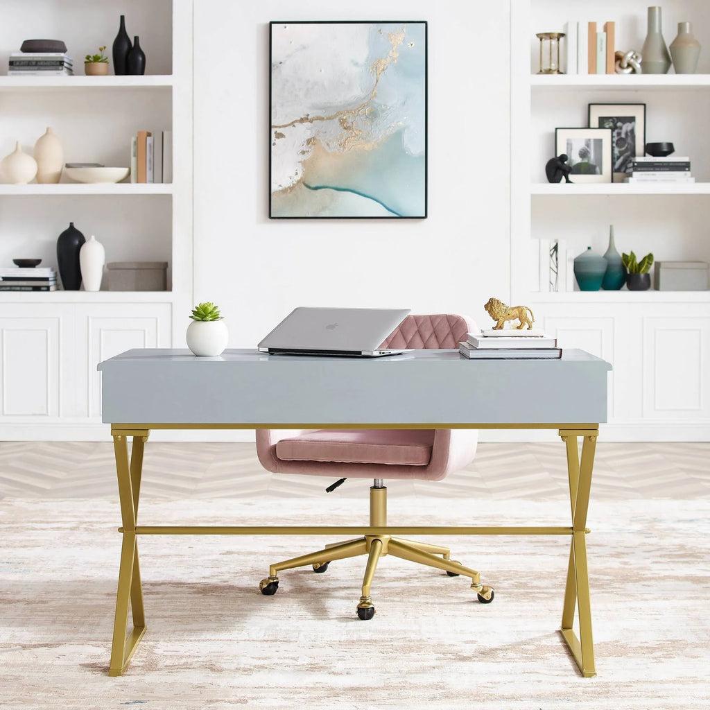 Grey 2 Drawer Desk E489