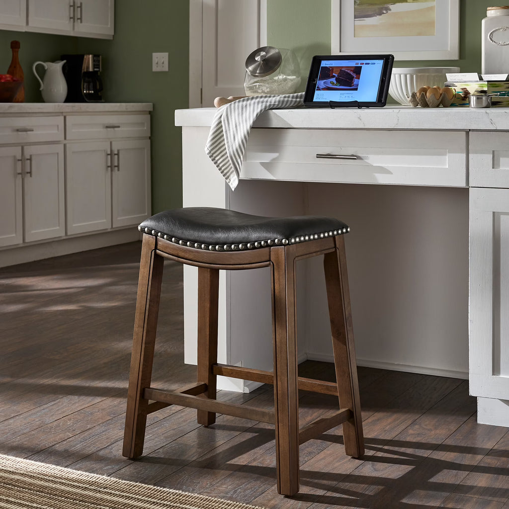 Black Faux Leather Backless Counter Height Stool M270173