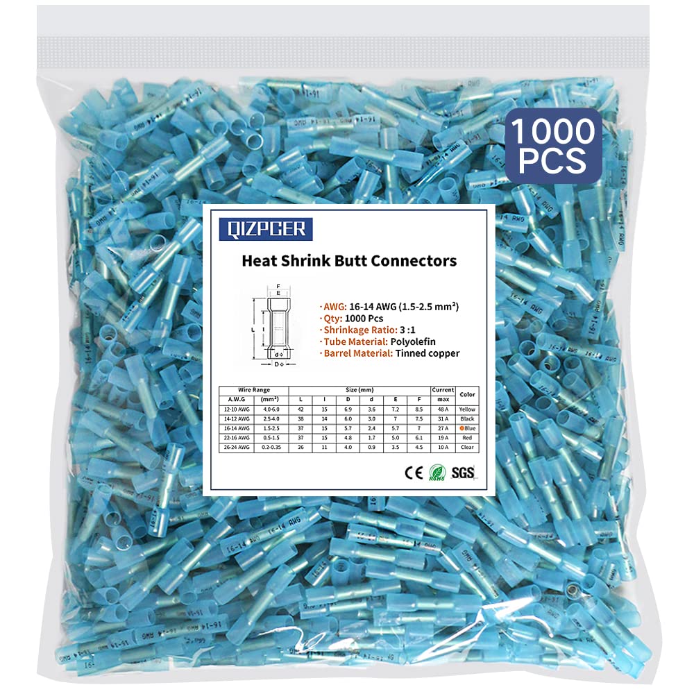 500 Pcs Yellow Heat Shrink Butt Connectors 12-10 AWG J600859