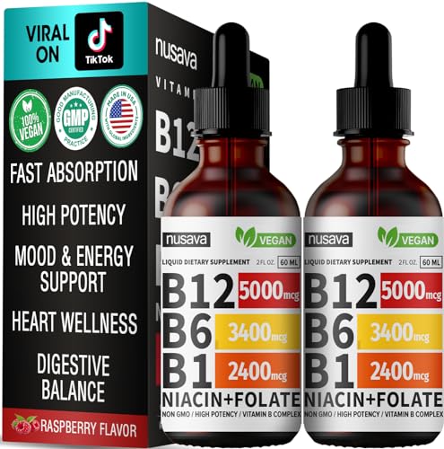 (2 Pack) Vitamin B12 Liquid Drops, 5000 mcg with Vitamin B6, 80 Servings X78618