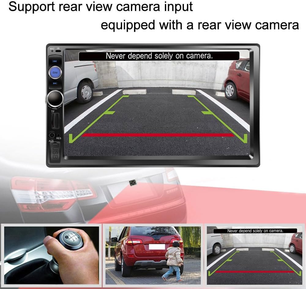 Double Din 7 Touchscreen Car Stereo with Bluetooth FM AM Radio MP3 USB AUX Rear View Camera W498