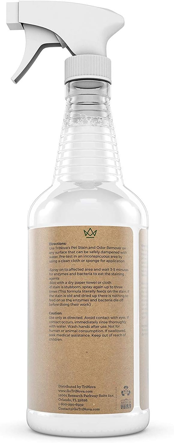 Natural Pet Stain and Odor Remover Enzyme Cleaner Spray 32 OZ Pack of 2 O248