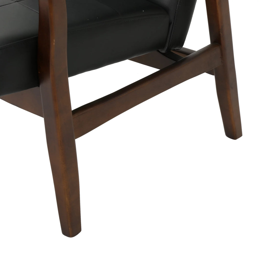 Mid Century Modern Faux Leather Club Chair with Wood Frame Y9102