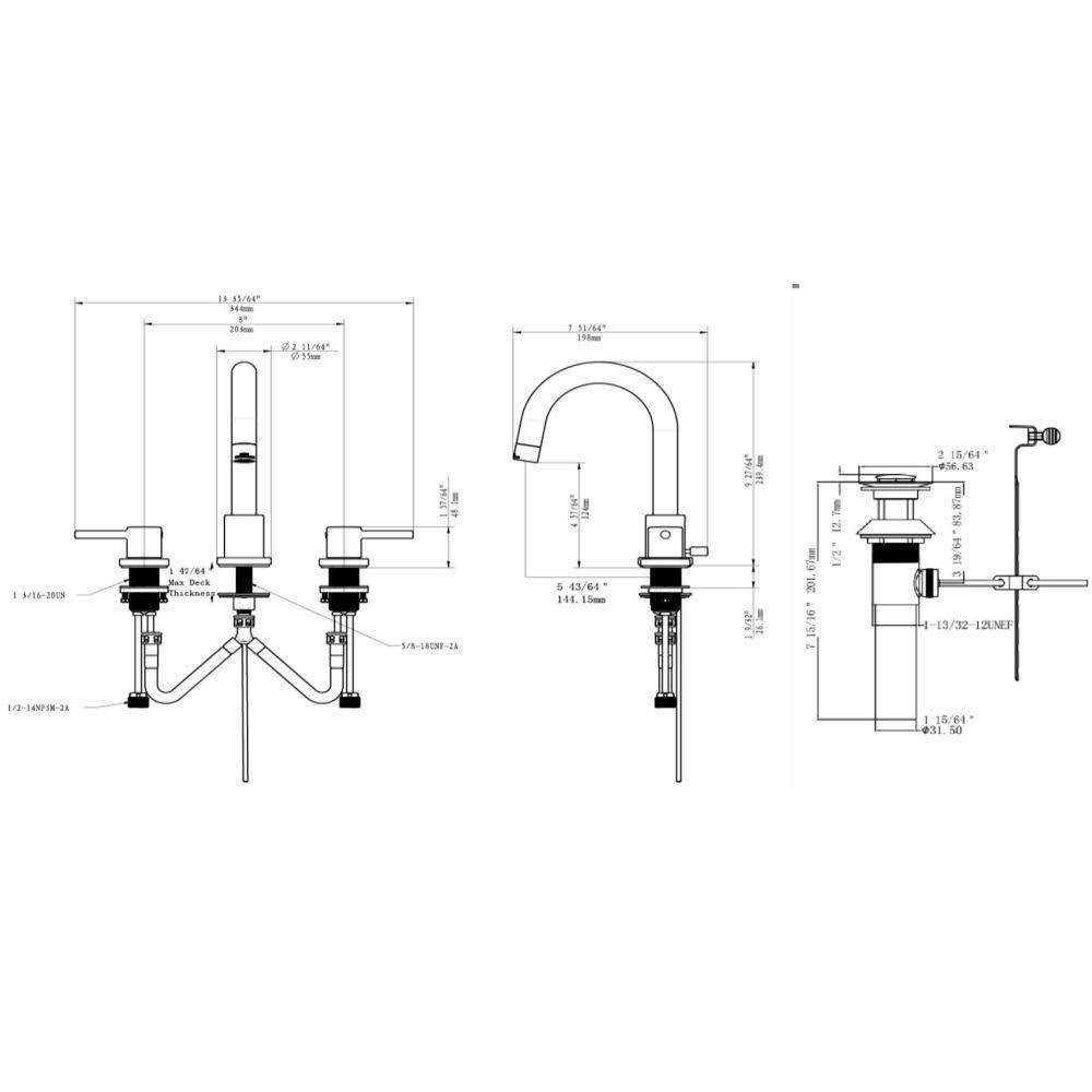 Polished Chrome Widespread Bathroom Faucet O54746