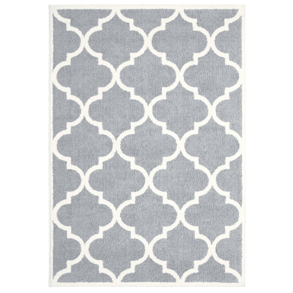 Grey Cream Microfiber Area Rug 5'3" x 7'6" M576155