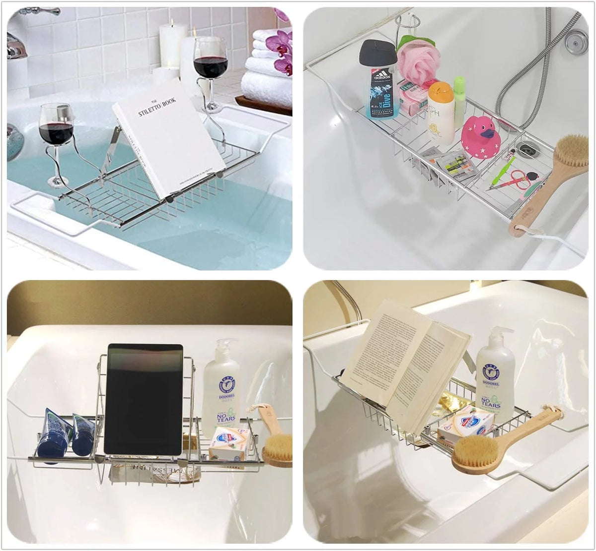 Bathroom Trays with Reading Rack and Wine Glass Holder V558441