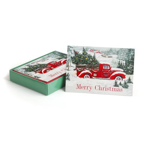 16 Boxed Snowy Cardinal Wreath Holiday Cards With Silver Foil Lined Envelopes T23801