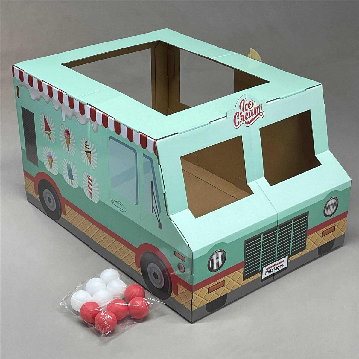 Cardboard Ice Cream Truck Cat Toy H639518