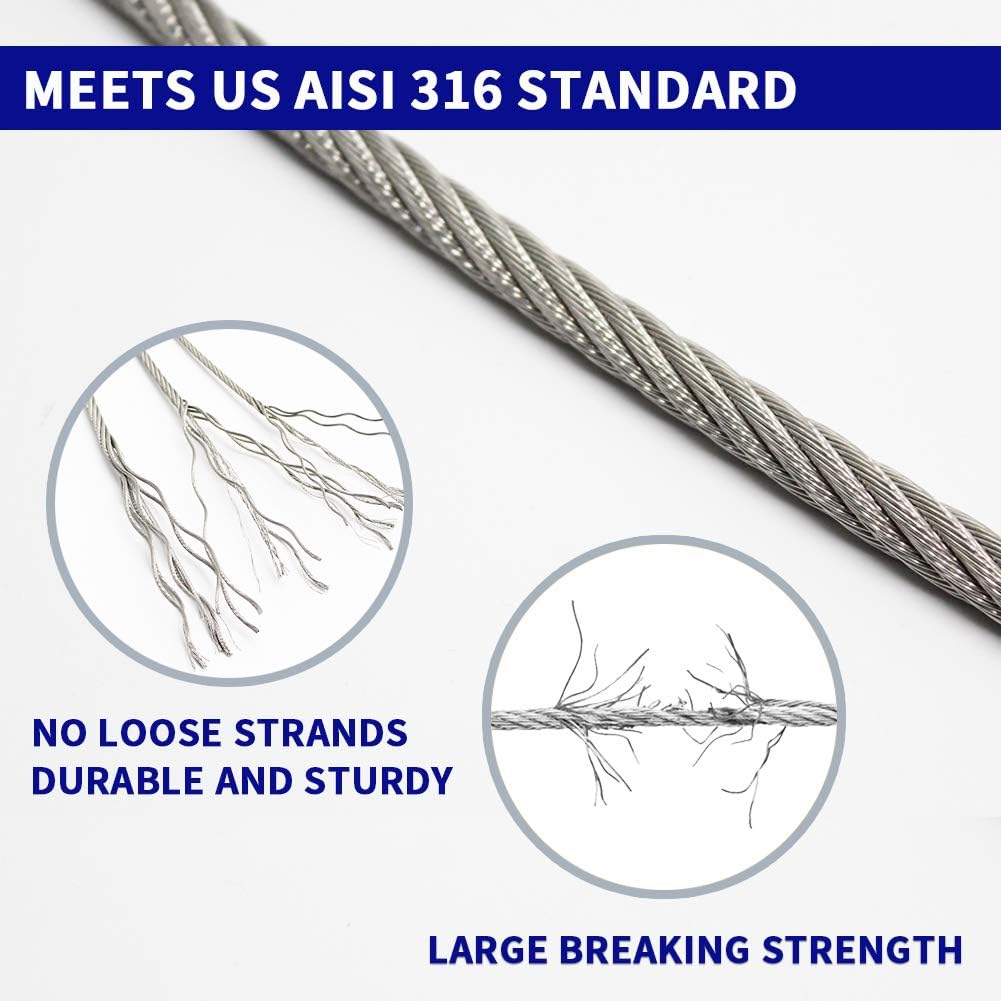 1/8 T316 Stainless Steel Cable 600FT Wire Rope X63382