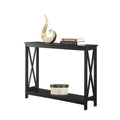 Black Wood Console Sofa Table with Storage Shelf E1705