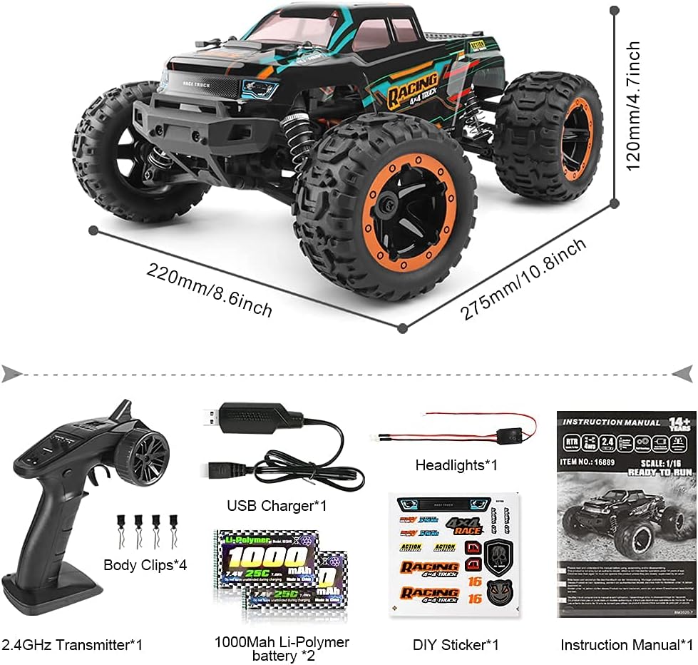 High-Speed Remote Control RC Truck with 2 Rechargeable Batteries O2185