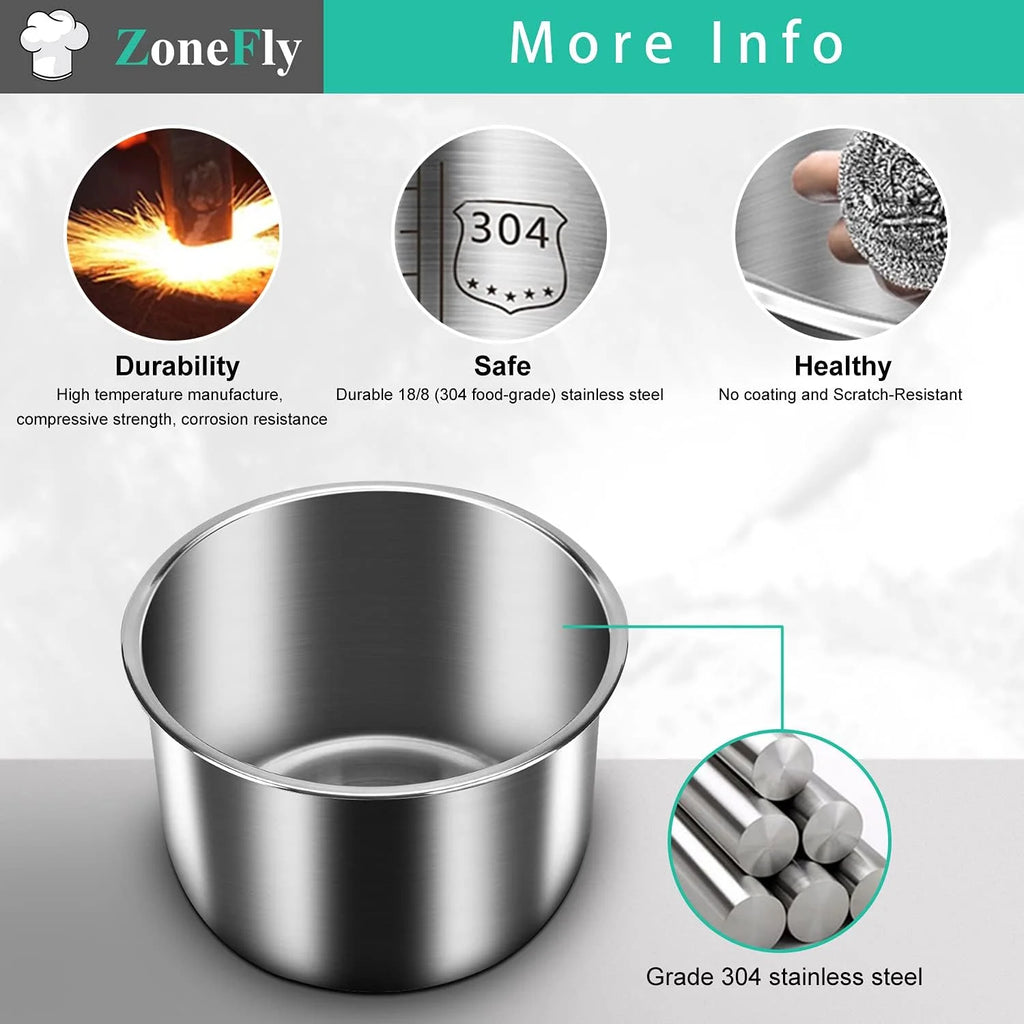 6 Qt Stainless Steel Inner Pot for 6 Quart Pressure Cooker V734