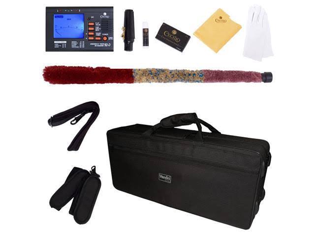 Black Nickel Plated and Gold Keys B Flat Tenor Saxophone with Case, Mouthpiece, 10 Reeds K32989
