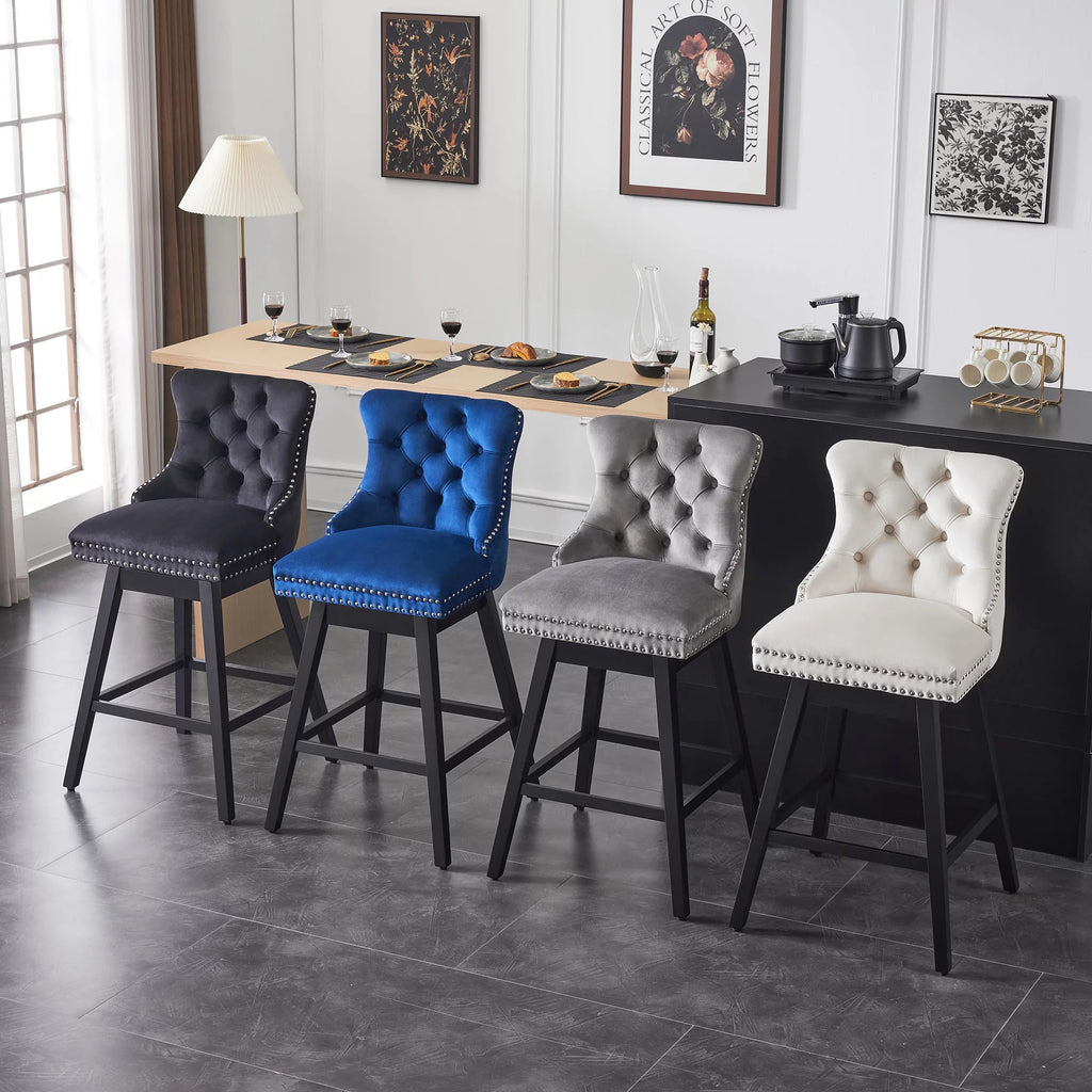 Velvet Swivel Bar Stools Set of 4 V5207