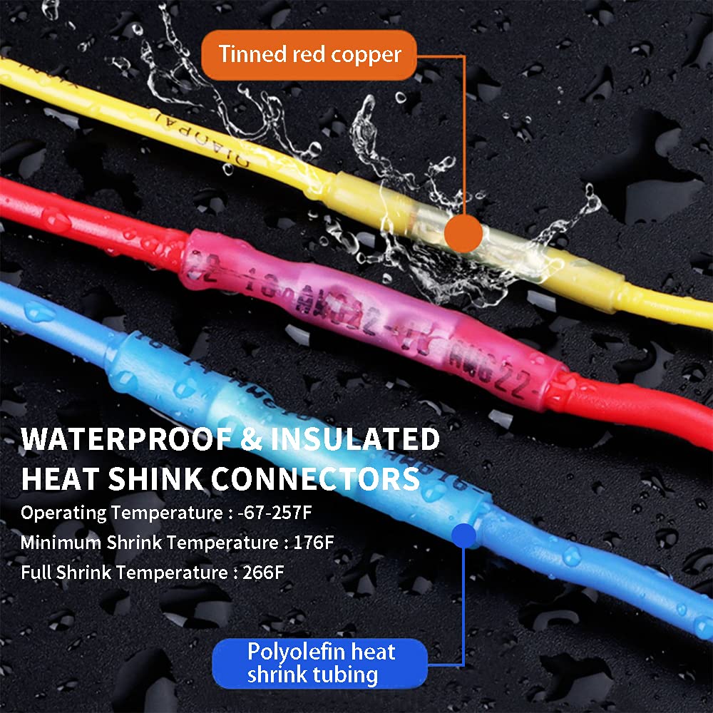 500 Pcs Yellow Heat Shrink Butt Connectors 12-10 AWG J600859