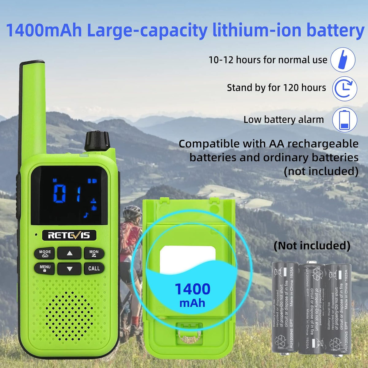 Green Bluetooth Walkie Talkies, 3Pcs D841804