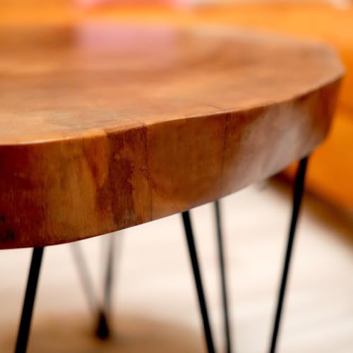 Walnut Live Edge Solid Wood Round Coffee Table (24") T263338