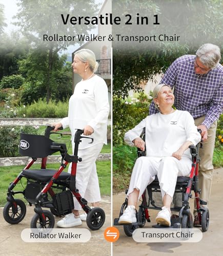 Lightweight Foldable Rollator Walker with Seat and Brakes S5814