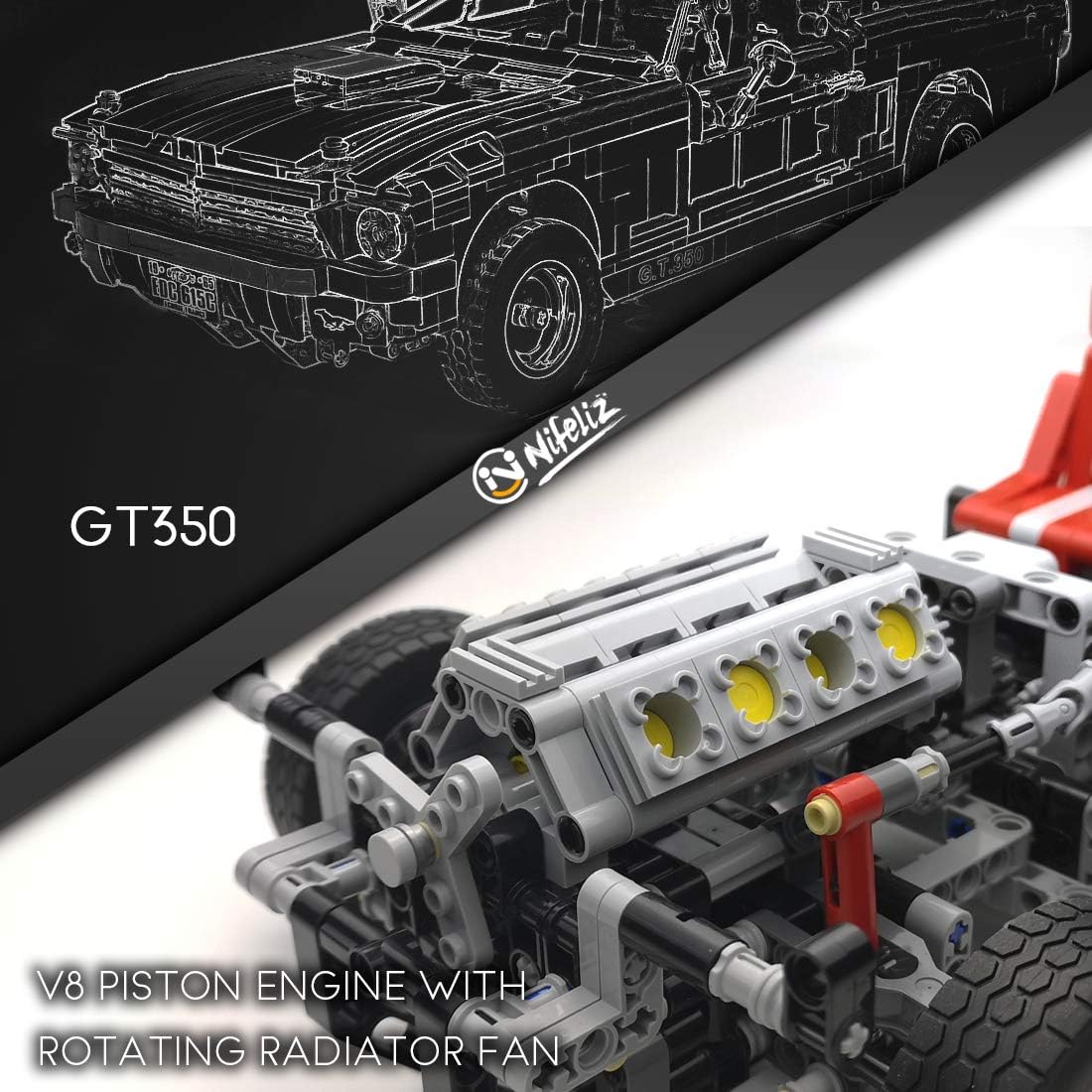 1965s GT350 Race Car Building Set (1,817 Pieces) Y5533