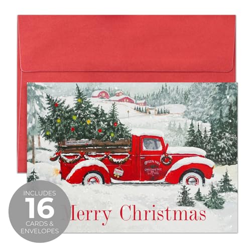 16 Boxed Snowy Cardinal Wreath Holiday Cards With Silver Foil Lined Envelopes T23801