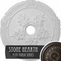 26x22OD x 3 3/4x22ID x 1 1/2x22P Hand-Painted Stone Hearth with Rose Ceiling Medallion R507746