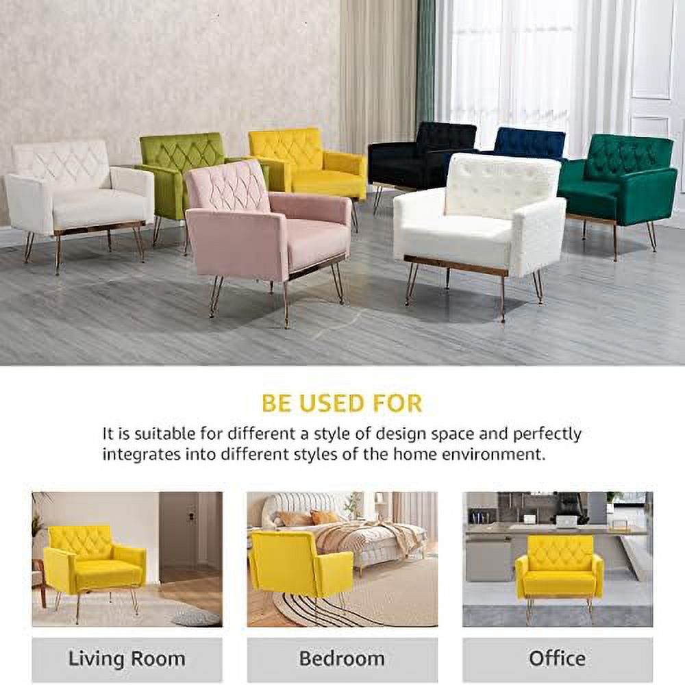 Mustard Velvet Accent Chair with Metal Legs P9946