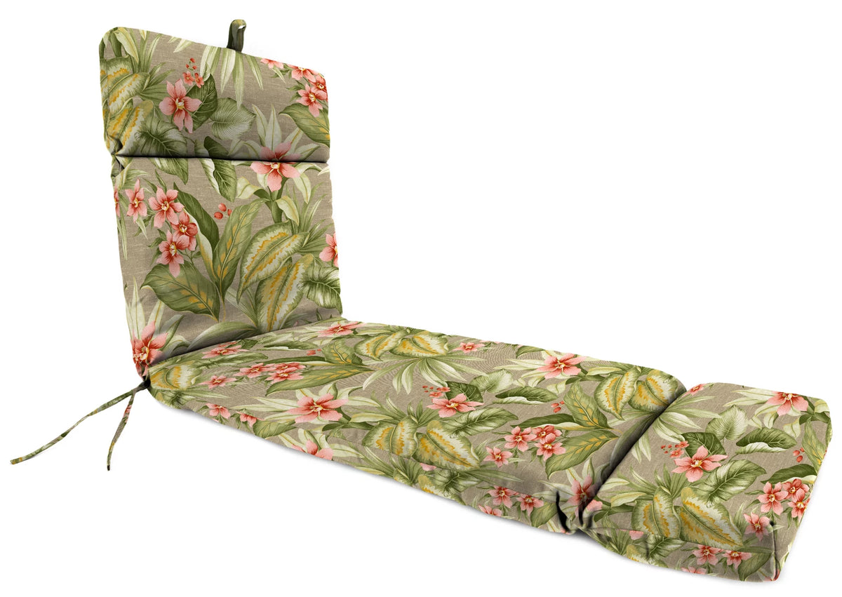 Multicolor Floral Rectangular Outdoor Chaise Lounge Cushion with Ties B912