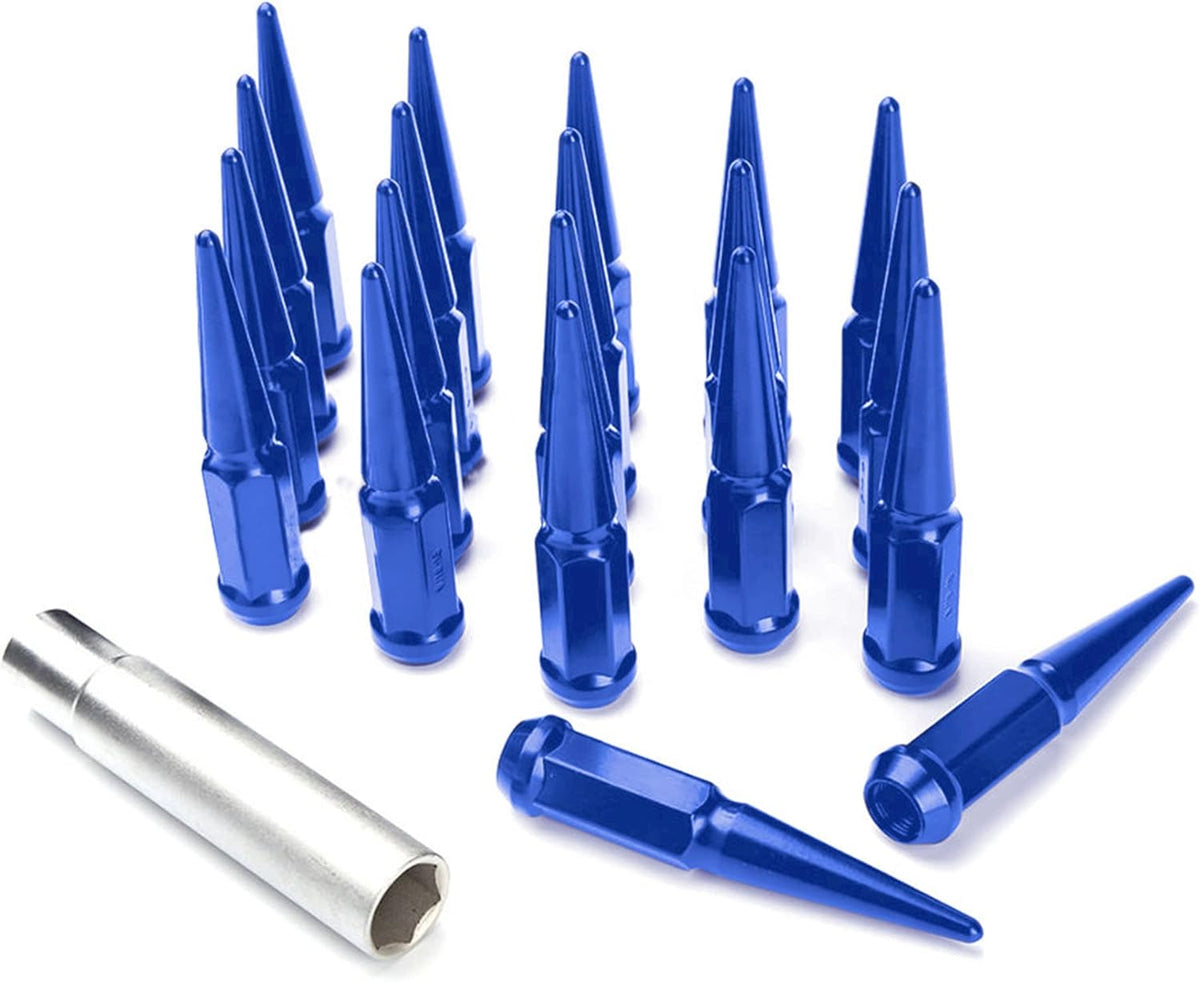 20 Pc Solid Steel Spike Lug Nuts Kit Black 1/2" Pack of 2 H92523