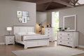 Antique White Brown 5pc King Size Panel Bed Dresser Mirror Nightstand Bedroom Set C47517