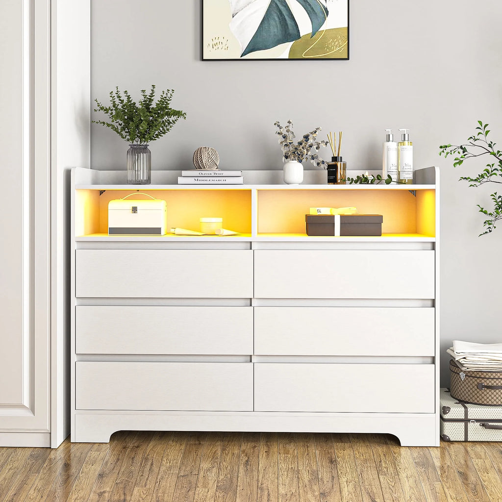 White 6 Drawer Dresser V942