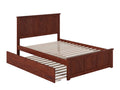 Walnut Full Wood Platform Bed with Footboard & Trundle S402