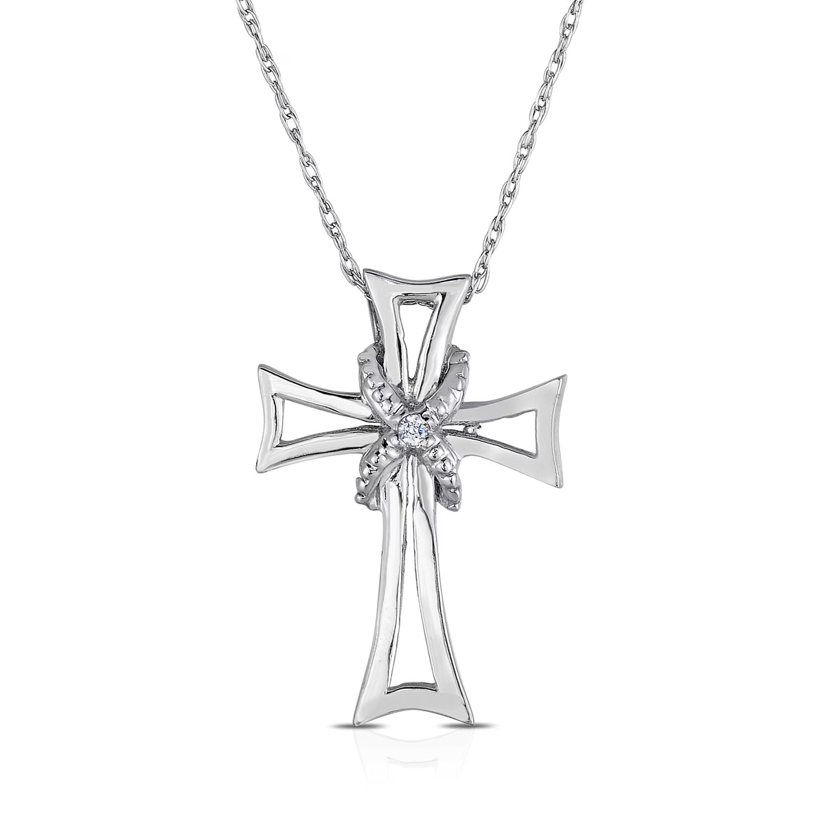 Sterling Silver Diamond Accent Cross Necklace Z38088