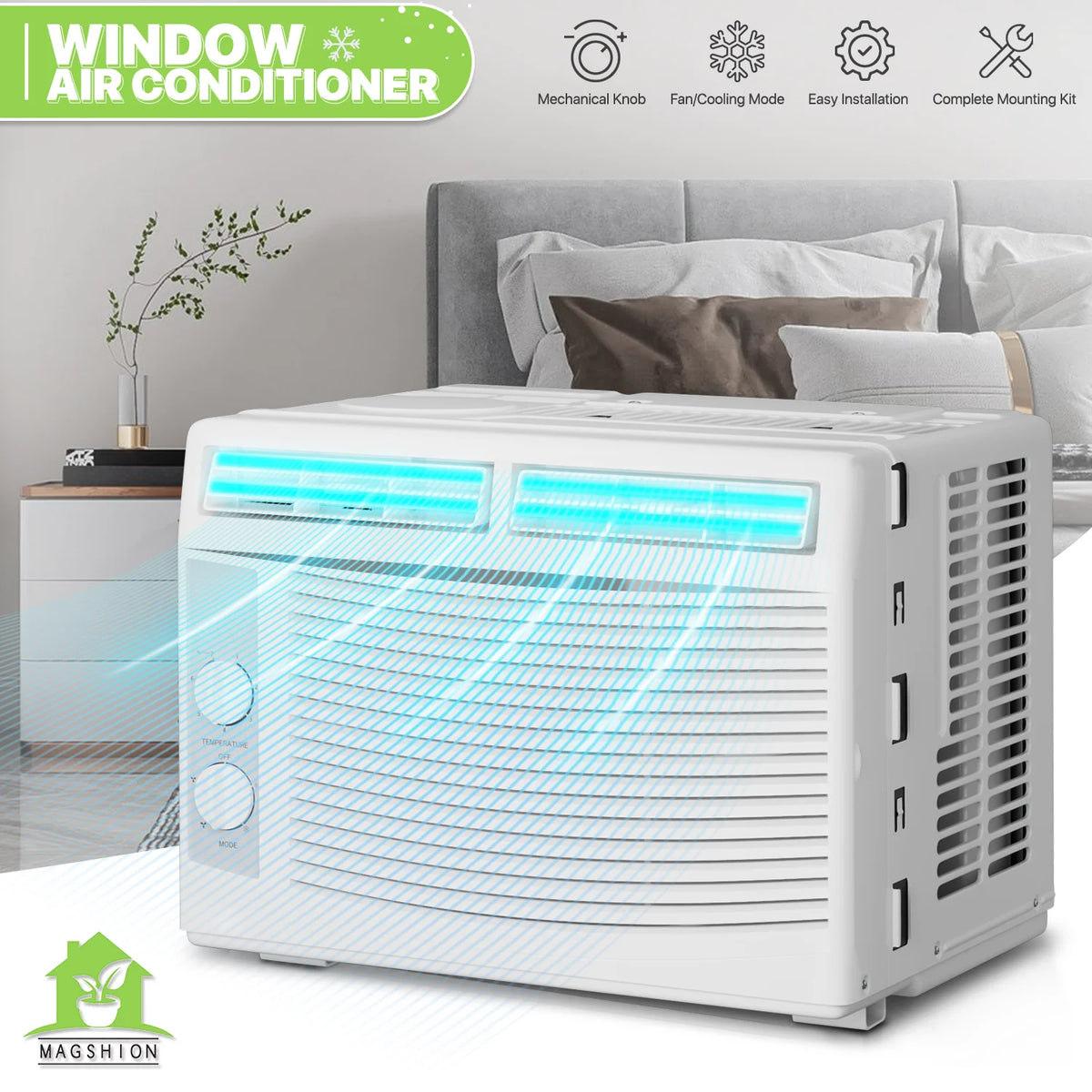 5,000 BTU 115V Window Air Conditioner with Multi-Speed Fan, White D3424
