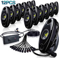 White 12Pods LED Rock Lights Kit with Switch Wire Harness U758