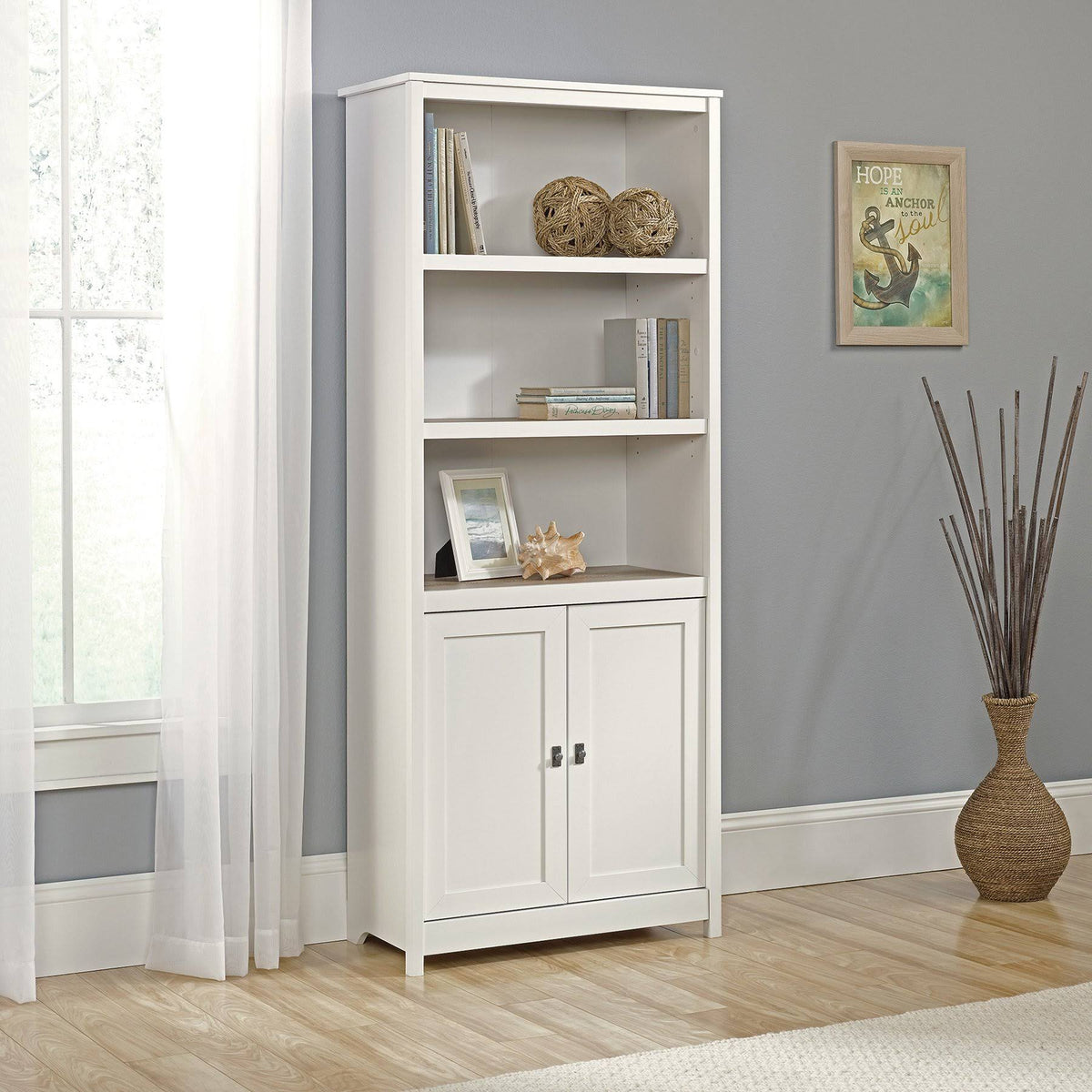 Soft White Library with Doors S142878