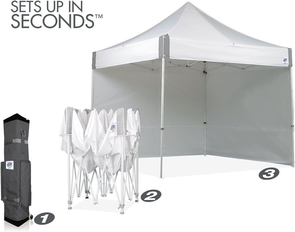 White 10' x 10' Commercial Canopy with Sidewalls and Roller Bag M18835