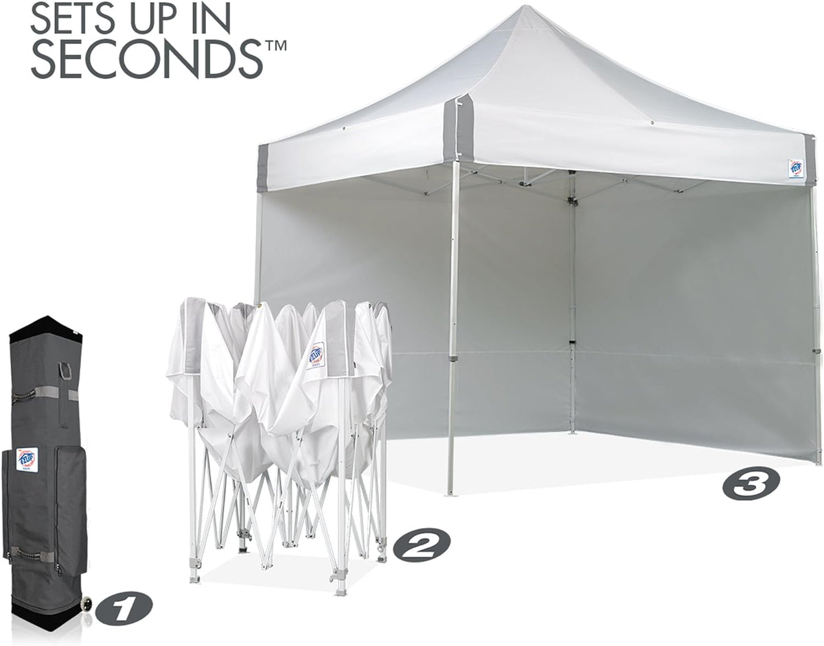 White 10' x 10' Commercial Canopy with Sidewalls and Roller Bag M18835
