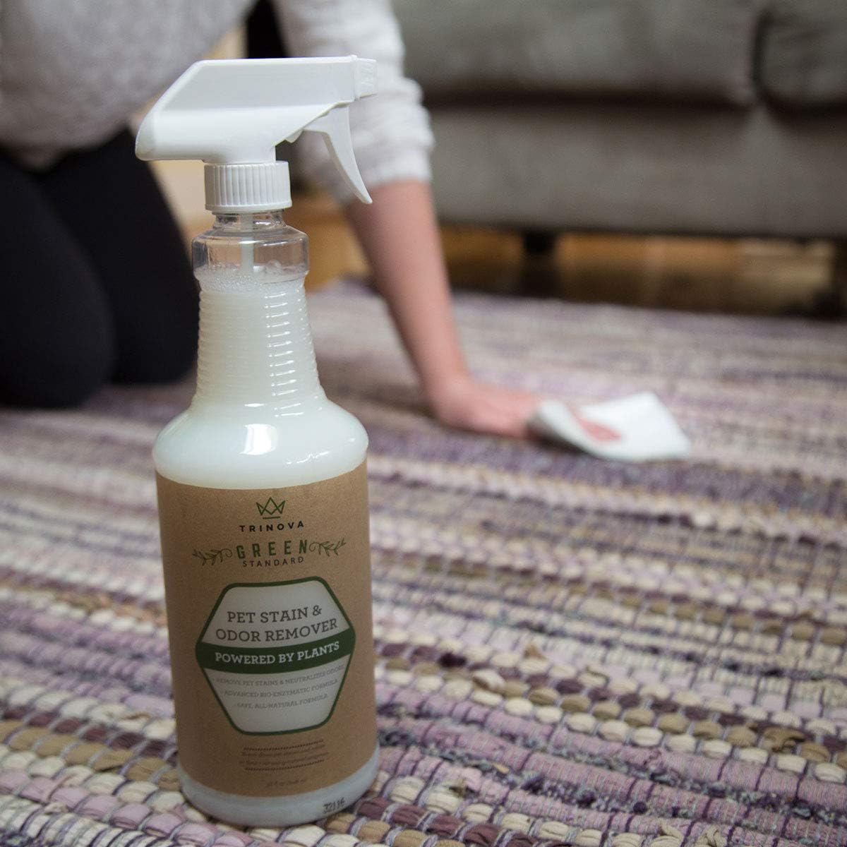 Natural Pet Stain and Odor Remover Enzyme Cleaner Spray 32 OZ Pack of 2 O248