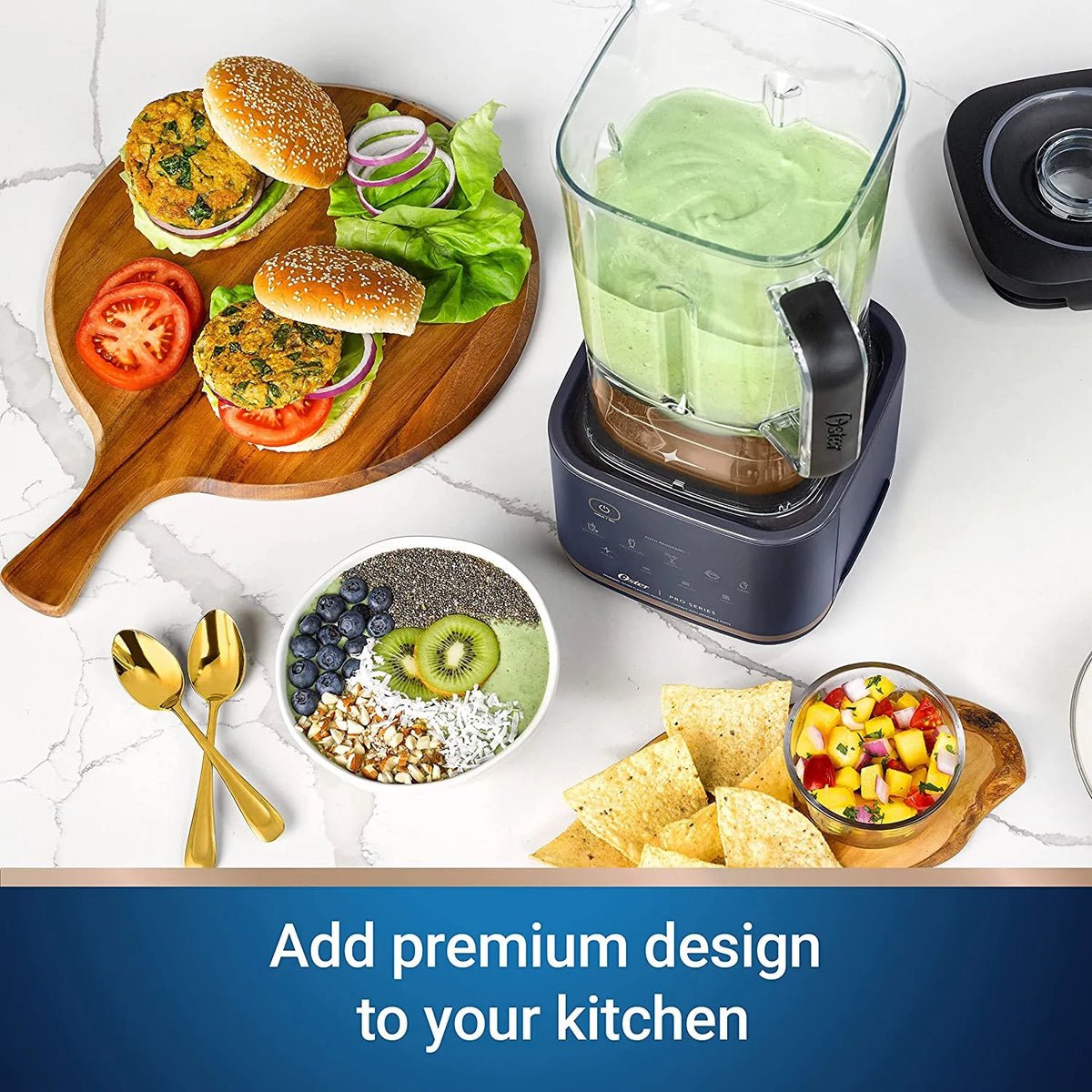 Kitchen System with XL 9-Cup Tritan Jar, Food Processor, 2 Blend-n-Go Cups, Mini Jar and Tamper Tool, Dark Blue C825