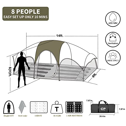 8 Person Camping Tent with Carry Bag J180164
