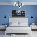 Queen Platform Bed Frame with Headboard Solid Wood Black I83270