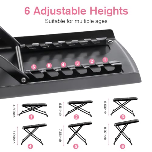 6 Heights Adjustable Non-Slip Pedicure Foot Rest Y240709