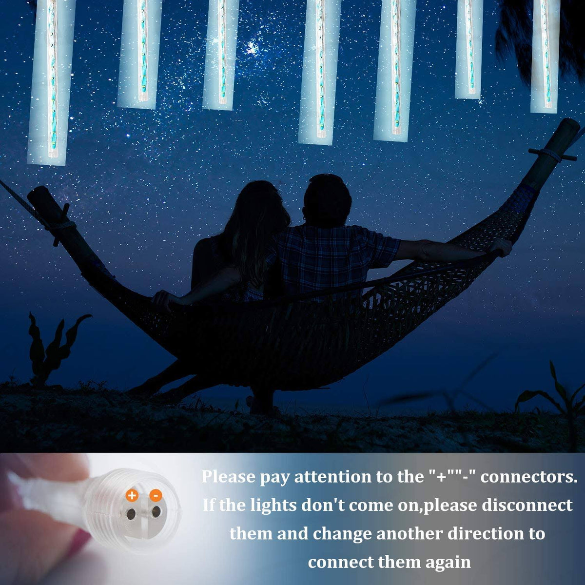 Meteor Shower Rain Lights 35.4 inch 24 Tubes 576 LEDs Waterproof L9789